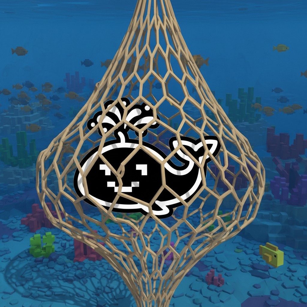 Whale caught in underwater fishing net